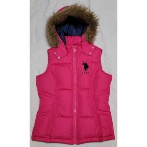 U.s. Polo Assn. Pink Puffer Vest with Hood